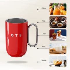 OTE kaffekrus med håndtak, 350/220 ml isolert reisekrus i rustfritt stål, dobbeltvegget gjenbrukbar kaffekopp