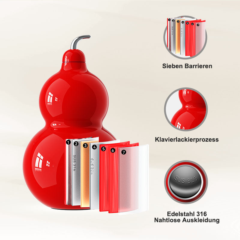 OTE Gourd-flaske i rustfritt stål, vannflaske i metall med skulderstropp, bærbar og slitesterk sportsvannflaske i gourd-stil for treningsstudio, reiser og daglig bruk, 300 ml