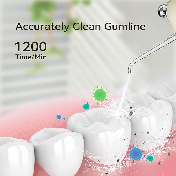Vannmeldinger, trådløse for tenner - OTE Bærbart vannflosser - Mini Power Dental Flossers gjenoppladbare for reiser og hjem, 3 Modus &amp; IPX7 Vanntett, oral vanning for tenner, gum